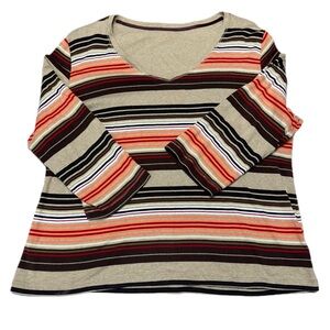 90s striped cotton boxy pullover top